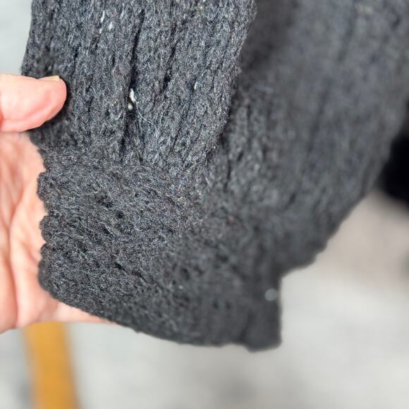 Free People Lights Will Shine Black Pullover Macrame Acrylic Wool Sweater M - Picture 5 of 9